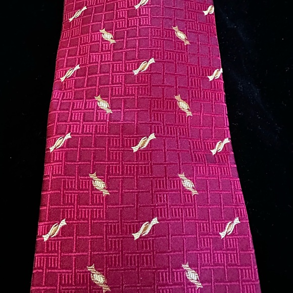 NWT Tesoro Rosso Uoma Moda Handmade Red Silk Tie - Picture 5 of 7